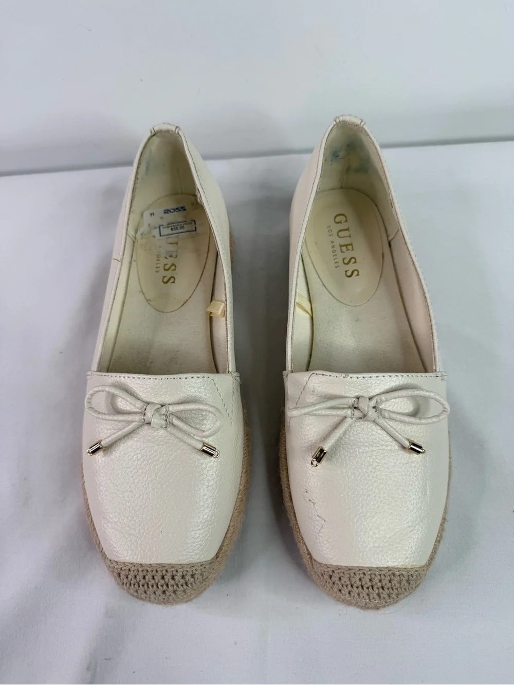 GUESS Cream Bow Espadrille Loafers Size 5.5
